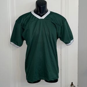 Nwot Vtg 80s Gator Athletics dark green mesh jersey‎ T-shirt with white trim
